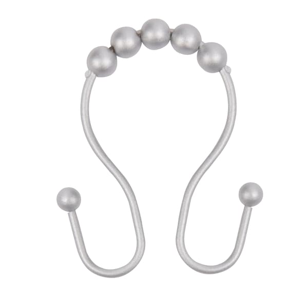 Kenney Mfg Rust-Proof Beaded Roller Double Shower Hooks, Set of 12, Matte Grey KN67124 - main